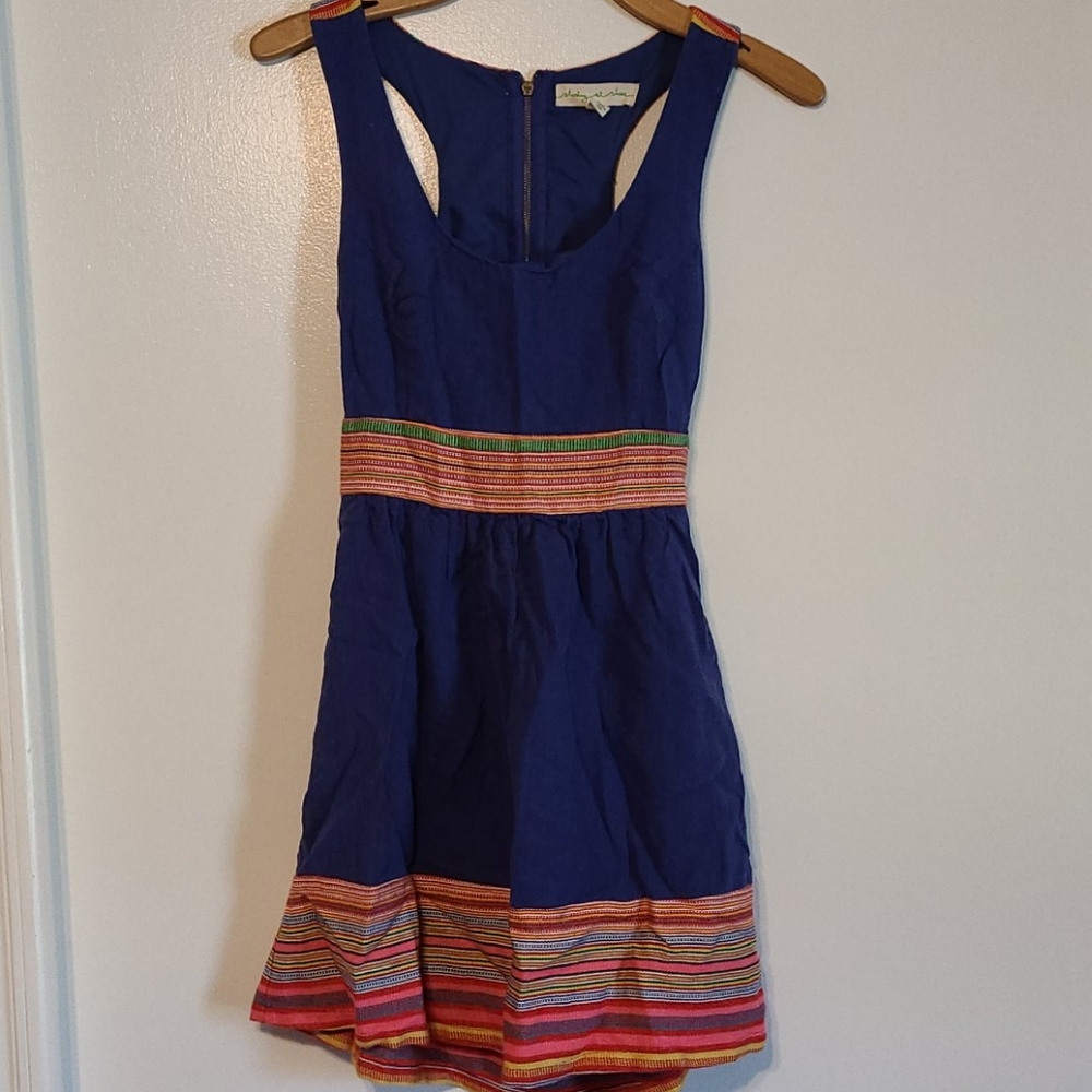 Staring at Stars Blue Linen Blend Dress
